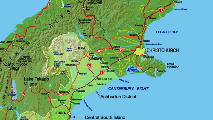 Map Of Canterbury And Surrounding Area Mid Canterbury - There Is Nowhere In The World Where You Can Experience So  Much, So Close And So Easily.